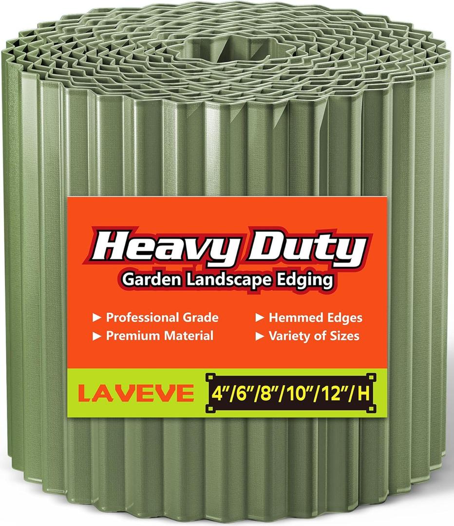 LAVEVE Corrugated Metal Garden Edging 10" x 20Ft, Landscape Edging Border for Lawn, Flower Bed, Garden Fence, Paver Edging (Mint Green)