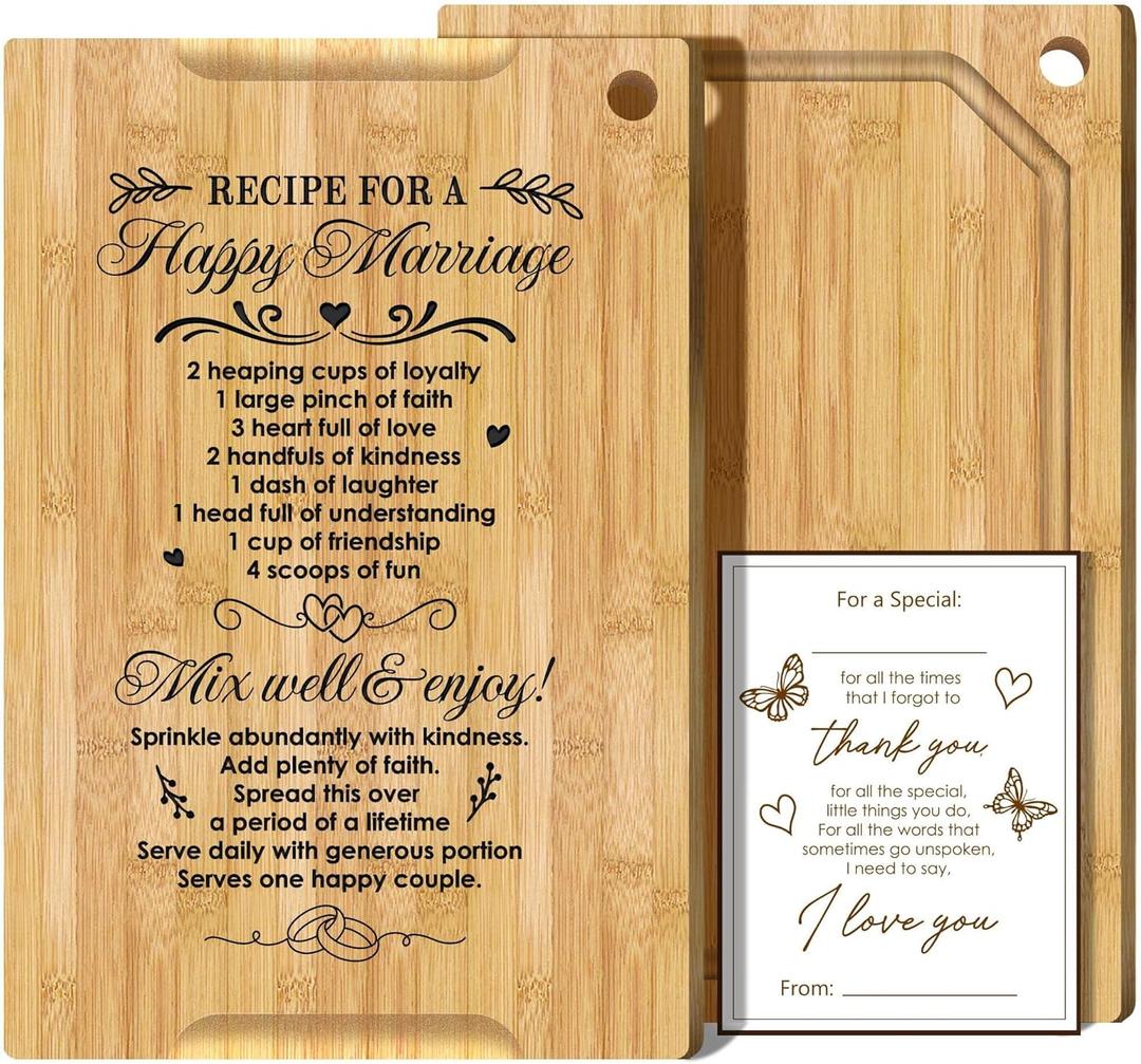 Wedding Gifts for Newlyweds & Couples 2026 - Retro Bamboo Cutting Board for Wedding Gift - Clever Bridal Shower Gifts for Bride and Groom, Cool Engagement Gift for Bridal Shower Decorations