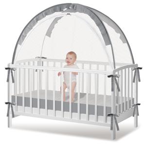 Crib Tent - Crib Net to Keep Baby in, Stop Baby from Climbing Out of Crib, Pop Up Crib Tent with Durable Breathable Net Double Zipper Strong Rods Installation Convenience (Large, Gray)