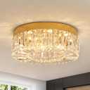 VETRULUS Crystal Chandelier 20Inch Gold Semi Flush Mount Ceiling Light Fixture Modern Chandeliers for Dining Room Living Room Bedroom