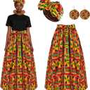 African Dresses for Women,African Outfits for Print Maxi Skirt African Outfits African Tops for Women (XX-Large)