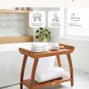 StrongTek Long Teak Shower Bench with Handles and Shelf, Solid Teak Wood Bathroom Bench, Quick-Dry Slatted Bath Bench, 29.5" L x 12.5" D x 24" H, 400 lbs Capacity, for Shower or Bathroom