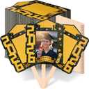 SiliFine 24 Pcs Graduation Fans with Photo 2026, Double Sided Graduation Face Cutouts on a Stick, DIY Cardboard Big Head Cutout Photo Frame for Class of 2026 Grad Party Supplies, 8.3 x 7 inches