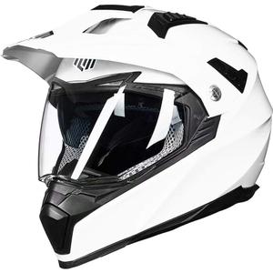 ILM Off Road Motorcycle Dual Sport Helmet Full Face Sun Visor Dirt Bike ATV Motocross Casco DOT Certified Model 606V (Small, White)