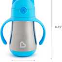 Munchkin Cool Cat Sippy Cup with Straw for Toddlers, Stainless Steel Straw Cup, 8 Ounce, Blue
