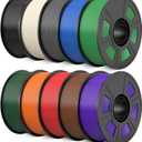 10kg Hyper PLA+ 3D Printer Filament Bundle Multicolor, Strong PLA+ Filament 1.75mm, 1kg Spool, 10 Pack (Black+Cream White+Grey+Cobalt Blue+Green+ChristmasGreen+Orange+Red+Brown+Iris Purple)
