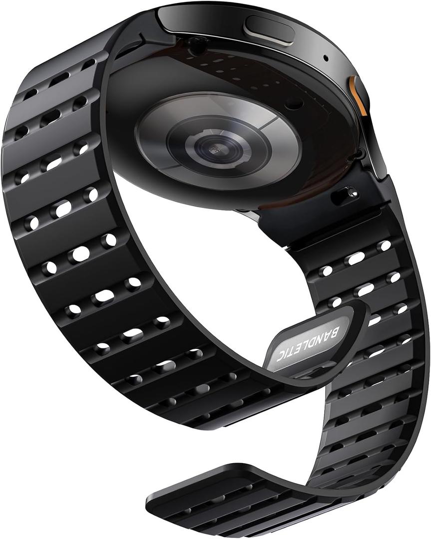 Bandletic Magnetic Silicone Band Compatible with Samsung Galaxy Watch 7 6 5 4 FE 40mm 44mm/for Galaxy Watch 6 4 Classic 43mm 47mm 42mm 46mm/Watch 5 Pro 45mm, 20mm No Gap Sport Strap for Men Women