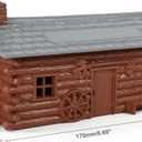 O Scale Log Cabin Painted Model Barn Stable Kit Unassembled for Model Trains Layout JZO02P (Red)