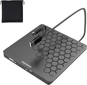 External CD DVD Drive, 0.5″ Ultra Slim USB 3.0 Type-C DVD Player, CD DVD+/-RW Optical Drive, Portable DVD CD Burner Reader Writer Recorder for Laptop, Desktop, Mac, Windows 11/10/8/7, Linux, Black