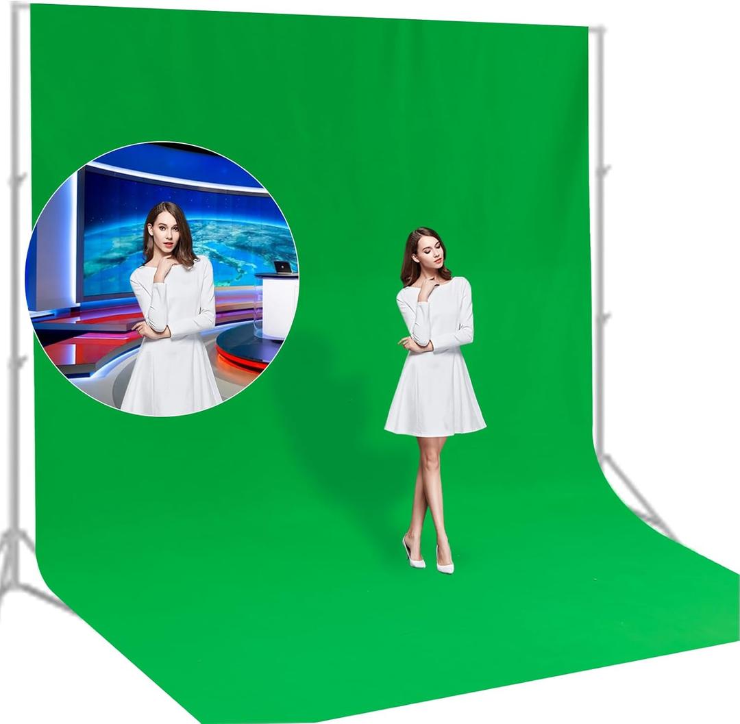 BEIYANG 10 Ft x 20 Ft Photography Backdrop Green Screen, Green Background Non-Reflective Fabric Wrinkle Resistance Photo Background for Photo Studio Shooting Props