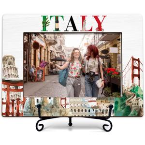 Italy Picture Frame, Family Vacation in Italy, Wedding Gift, Honeymoon Gift, 4x6 Photo Frame for Desk Display, Wooden Photo Frame -J02