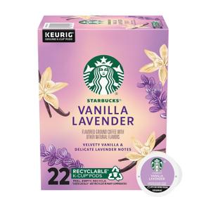Starbucks K-Cup Coffee Pods, Flavored Hot or Iced Coffee, Vanilla Lavender, 22 Keurig Pods