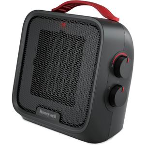 Honeywell UberHeat 5 Portable Ceramic 1500W Space Heater. Indoor space heater for Small Rooms, Bedrooms, and Homes. Fast Heating with Tip-over Protection - Black, HEC210B