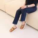 Women Platform Sandals, Arch Support Slides with Adjustable Buckle Straps, Open-Toe Wedge Chunky Sandals for Summer Size 5-10 (6, Brown)