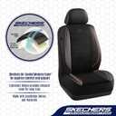 Skechers Air-Cooled Memory Foam Seat Covers,Mesh Thick Car Seat Covers,Piping Leather Car Seat Cover,Airbag Compatible,Automotive Comfort for Most Cars, Vans, Trucks, SUV(Orange, Full Set)