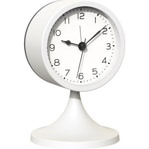 AYRELY 3" Cute Analog Alarm Clock,Small Retro Table Clock Battery Operated,Slient Metal Desk Clock with Light for Living Room Decor,Bedroom,Bedside,Shelf (White)