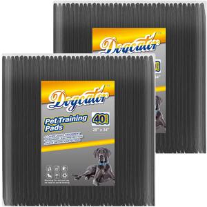 Charcoal Puppy Pads Extra Large, Activated Dog Pee Pads, X-Large Odorless Potty for Dogs 28''x34'', 80 Count XL Disposable Pet Training Housebreaking, Black, 28''x34'' 80ct