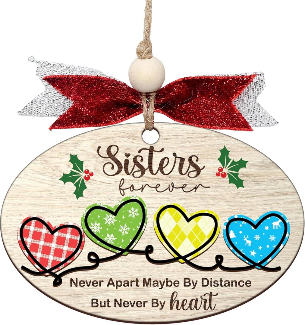 2 x Sister Ornaments 2025 Christmas  Wooden Christmas Ornament for Big Sister or Sister in Law  Sentimental Gift with I Love You Forever Quote  Cute Holiday Keepsake for Women, Girls (B62)