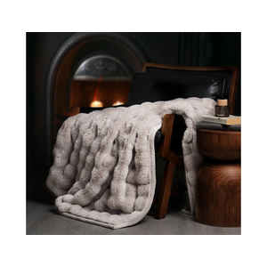 EverGrace Ultra Soft Luxury Fluffy Faux Rabbit Fur Throw Blanket, Thick Warm Bubble Throw for Bed, Cozy Plush Reversible Blankets for Couch, Chair, Sofa, Taupe, 60x80 Inches