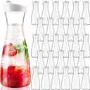 30 Packs Plastic Carafe with Lids, 34 oz Clear Mimosa Juice Containers, Acrylic Beverage Carafe Pitcher Drink Containers for Fridge Outdoor Iced Tea Juice Party Mimosa Bar(Trendy)