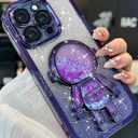 Loheckle for iPhone 15 Pro Max Case - for Women Girls Cute Glitter with Camera Lens Protector Cover Astronaut Liquid Sparkle Girly Aesthetic Bling Shiny Design Phone Case for 15 Pro Max 6.7", Purple