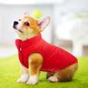 Syhood 2 Pieces Dog Jacket 2 Layers Fleece Lined Dog Jacket Warm Soft Windproof Small Pet Coat for Winter Cold Weather(L,Navy,Red)