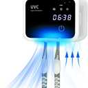 Toothbrush Cleaner and Toothbrush Holder, Cleaning Light, Fan Dry and Thermostatic Dry 3-Step Cleaning, LED Smart Screen, Rechargeable Wall Mount Bathroom Toothbrush Holder (White)