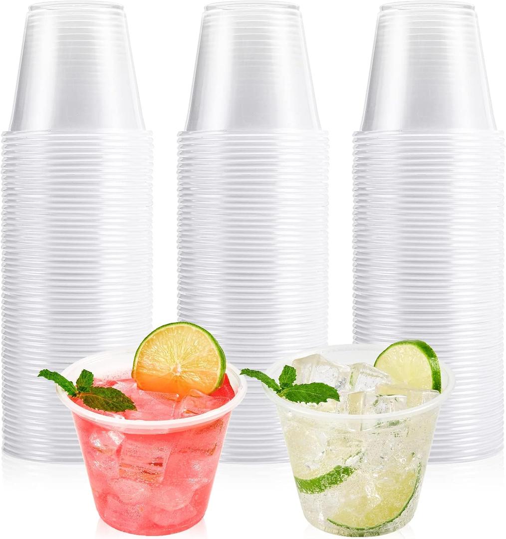 Lilymicky 300 Pack 9 oz Disposable Clear Plastic Cups, 9 Ounce Party Cups for Cocktail, Parties, Picnics, and Events