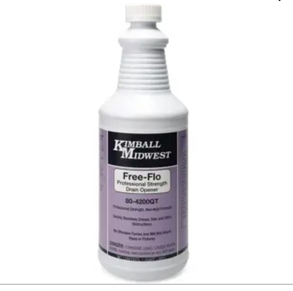 KIMBALL MIDWEST Free-Flo Professional Strength Drain Opener - 1 qt