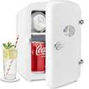 Simple Deluxe 4 Liter/6 Can Mini Fridge with Observation Window, Compact Freon-Free Small Refrigerator, Portable Cooler & Warmer for Skincare, Beverage, Food, Cosmetics, White