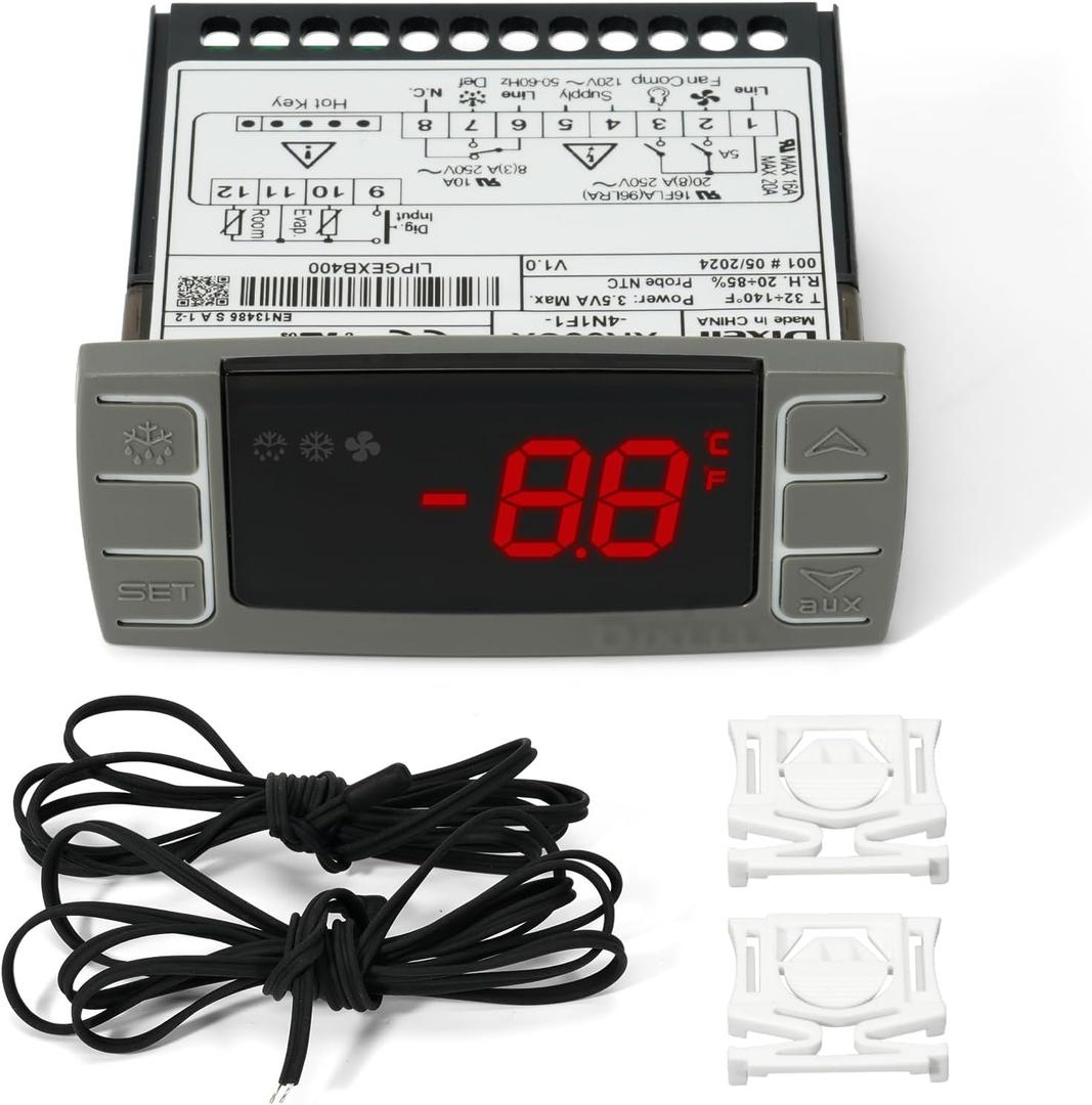 Fit for Dixell XR06CX-4N1F1 Temperature Controller-Functionality Upgrade, 120V 50-60hz #Replace for Dixell Controller W0302184 in Commercial Refrigerators/Freezer
