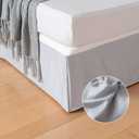 Pleated Bed Skirt Queen Size, Tailored Dust Ruffle 14 Inch Drop Easy Fit, Pleated Grid Plaid Bedskirts, Machine Washable, Anti-Slip, Microfiber, No Split Corners-Silver Grey