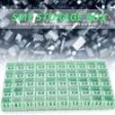 50pcs/Set Green SMT SMD Container Box, Electronic Components Parts Storage Case with Transparent Lid, Mini Component Assortment Storage Box, Tool Organizers