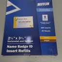Mifflin-USA Name Badge Inserts, 2.25x3.5 or 3.5x2.25 (280 Cardstock Refills, 35 Sheets), Compatible With Inkjet, Laser Printer, and Printable Badge Inserts