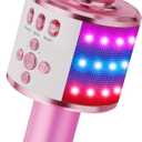 BONAOK Karaoke Microphone for Kids & Adults - Bluetooth Microphones Singing Mic with Disco Lights, Echo Effect, Built-in Speaker Portable Karaoke Player for Party Travel Gifts Q78(Light Pink)