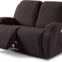 VANSOFY Loveseat Recliner Covers, 2-Pieces Stretch Reclining Couch Cover with Pockets Recliner Sofa Slipcovers 2 Seate Soft Washable Furniture Protector for Dogs Cats(Chocolate)