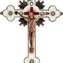 Calculs Metal Jesus Crucifix Table Cross for Home Dcor Accents - Catholic Cross for Christian Prayers Jerusalem 8" Copper