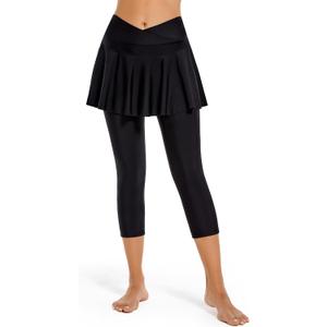 Seagoo Modest Swim Dress for Women Skirted Leggings Swimwear Skirt Sun Protection Capris High Waisted Skort Large