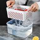 Drain Fridge Organizers and Storage, Large Transparent Bpa Free Dishwasher Safe Lettuce Keeper Fruit Washing Bowl with Strainer for Vegetable Salad Berry (3300ML)