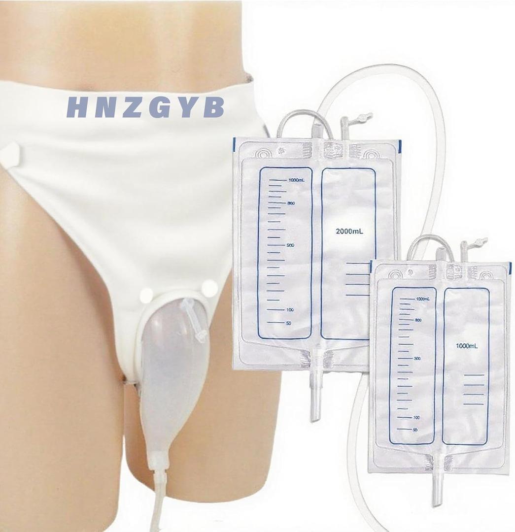 Urine Bags for Men, External Urinary Catheter for Male/Famale, Wearable Urinal Bag with Collection Urine Bag (2000ml & 1000ml), Urinary Drainage System, Portable Urine Catheter Bag