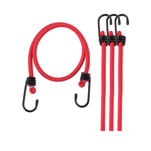 WORKPRO 24 Inch Bungee Cord with Hooks, 4 Pack Superior Rubber Heavy Duty Straps Strong Elastic Rope for Outdoor Tent, Luggage Rack, Camping, Cargo, RV, Bike, Transporting, Storage, Red