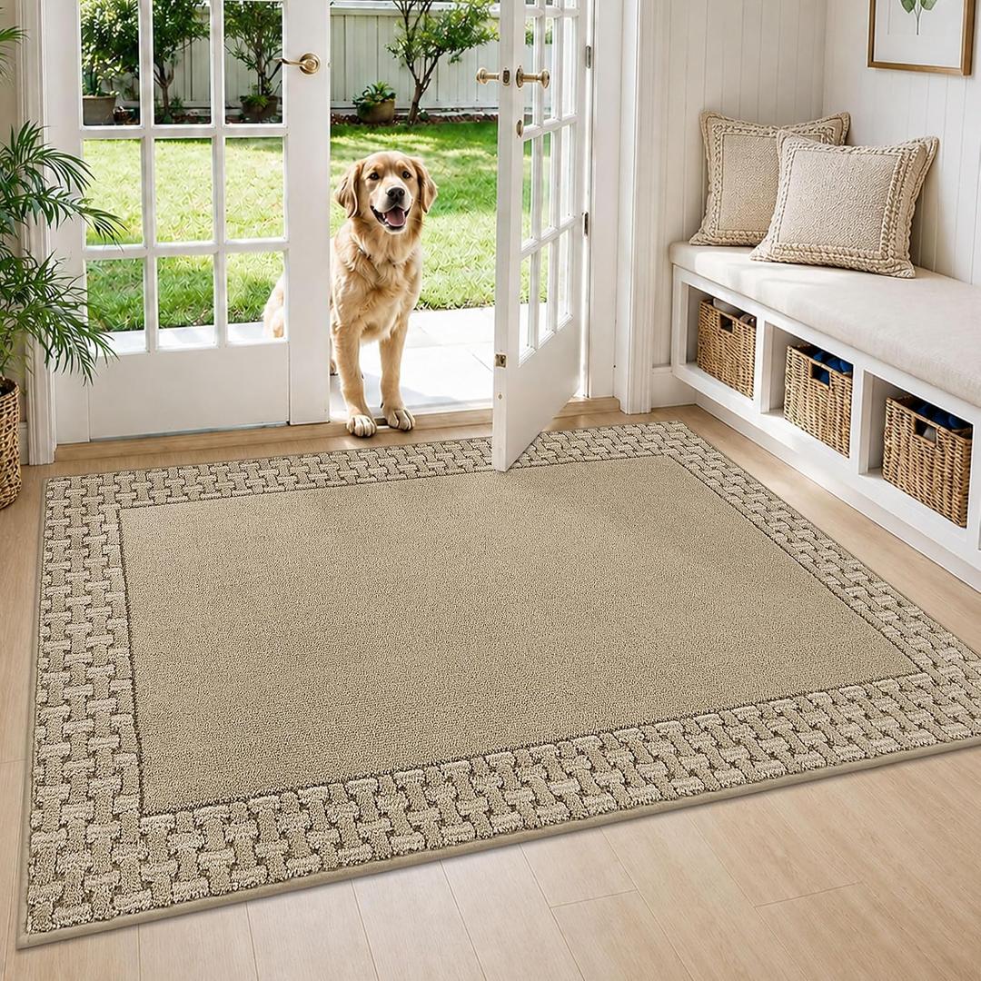 Dirt Trapper Door Mats 36x60in, Non-Slip Entryway Rugs, Beige
