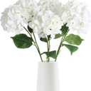 6pcs 28in White Hydrangea Artificial Silk Flowers for Tall Vase Long Stem Big Fake Hydrangea Flowers Lifelike Faux Hydrangea for Wedding Baby Shower Party Home Table Centerpieces Decor (White)