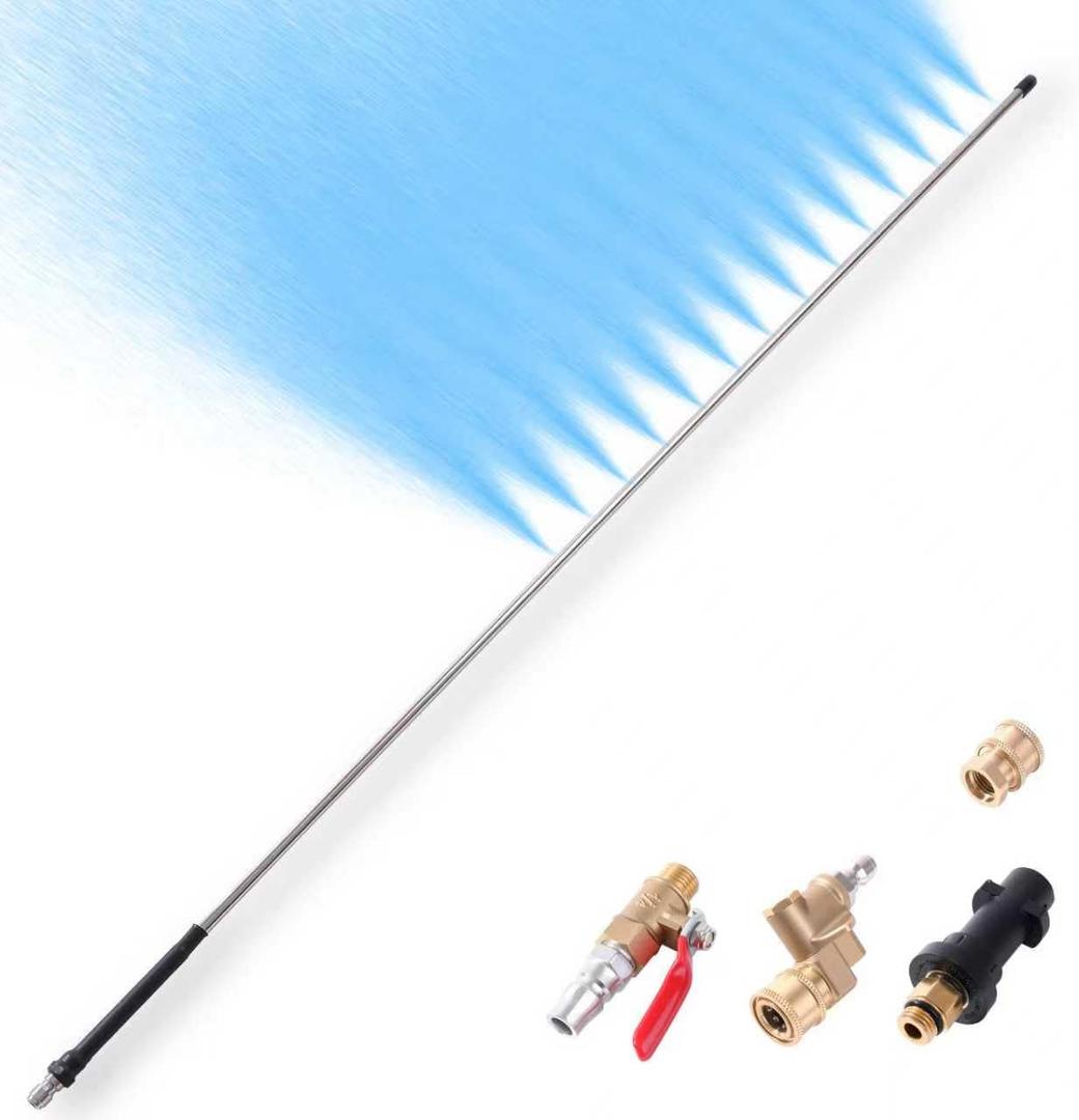 40 in Radiator Cleaning Wand,5000 PSI Max Stainless Steel Slim Extension with 14 Linear Outlets - Protect Radiator Fins & Prevent Engine Overheating for Car, Truck, RV, AC