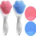 Silicone Face Scrubber and Exfoliator Brush - Facial Cleansing Brush for Blackhead, Acne, Pore, Cradle Cap - Deep Cleaning Skin Care 4 Pack