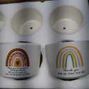 Sieral 6 Pcs Thank You Appreciation Gift Friends Succulent Pots Mini Ceramic Plant Pot with Bamboo Tray Succulent Planter for Coworker Employee Teacher, Valentine's Gift, Plants Excluded (Boho Style)