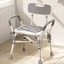 Bluelog Shower Chair with Arms and Back, 550lbs Heavy Duty, Height Adjustable, Bathtub Shower Seat Bench Stool for Inside Shower for Elderly & Disabled, Rectangular