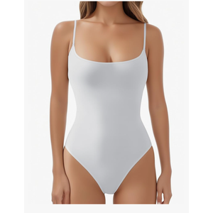 Women Sexy Spaghetti Strap Square Neck Thong Bodysuit Backless Camisoles Halter Tank Top (No Size)