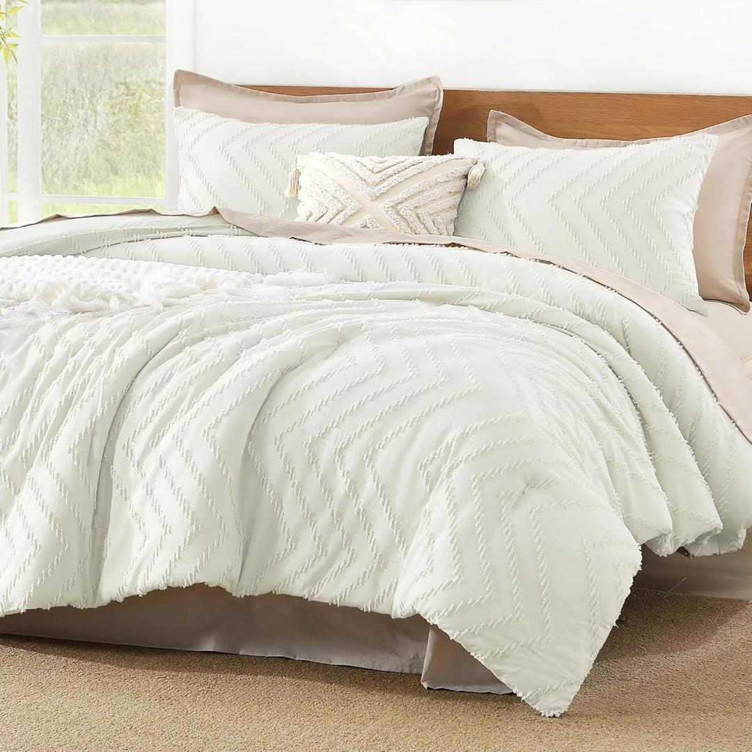 Litanika Ivory Full Comforter Sets, Lightweight Fluffy Bedding Comforter Sets for Bed, 3 Pieces Down Alternative Comforter Bed Set Gift Choice (79x90Inches, 1 Comforter and 2 Pillow Shams)
