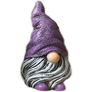 MOOCOCO Gnomes Ornament Resin Statues Mini Dwarf Figurine for Desk Outdoor Garden Patio Porch Lawn Home Decor Sculpture (Purple)